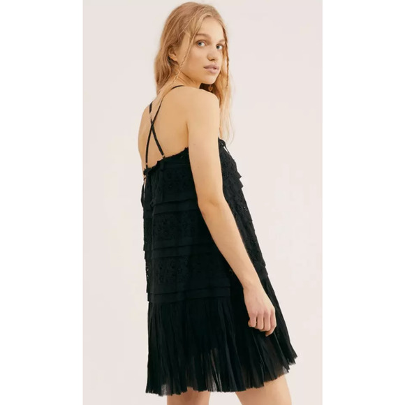 Free People Shailee Slip Shear Razorback Black Dress Size M - Picture 2 of 7